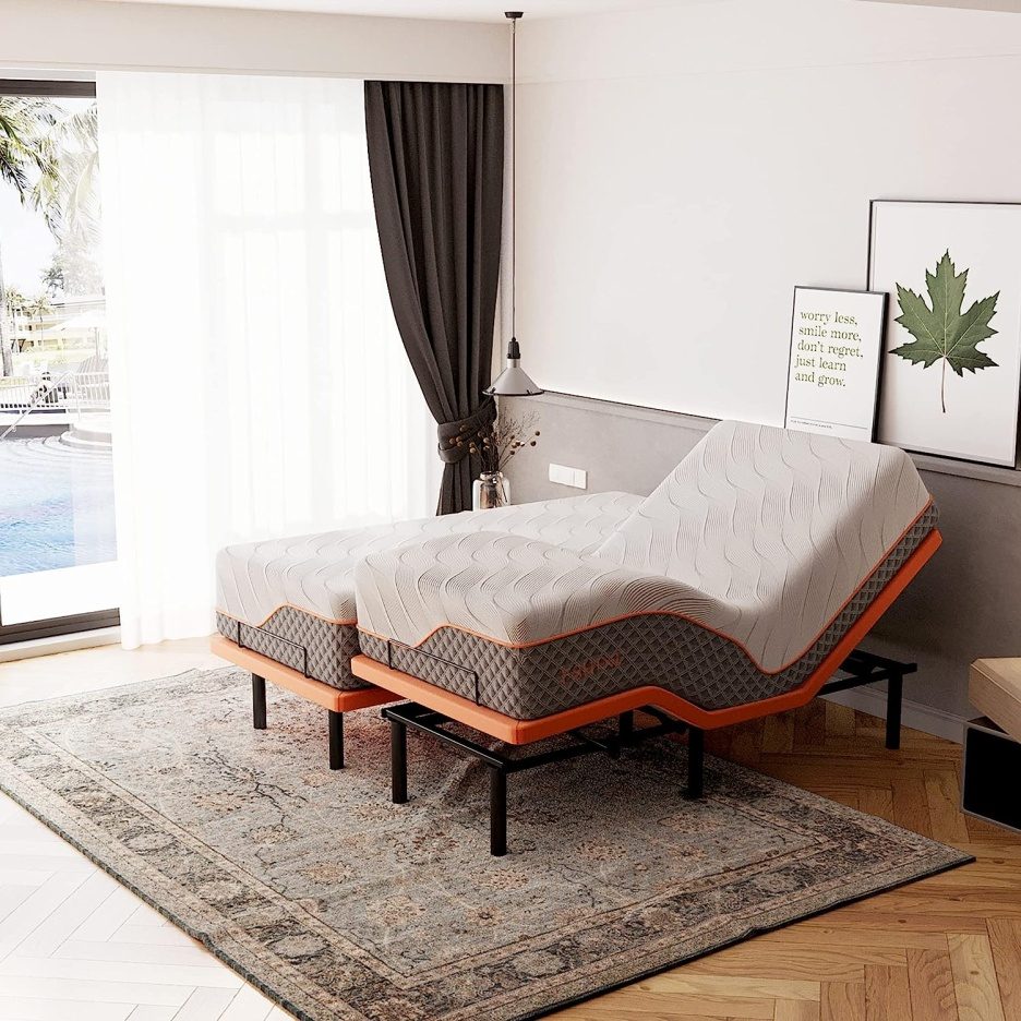 ESHINE Split King Adjustable Bed with Mattress