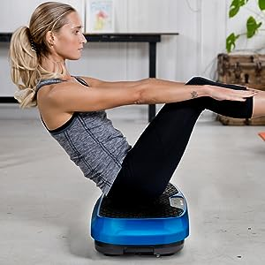 Using The Lifepro Waver Mini Vibration Plate to challenge your core muscles.