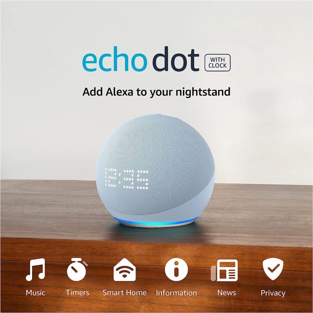 Echo Dot (5th Gen, 2022 release) with clock